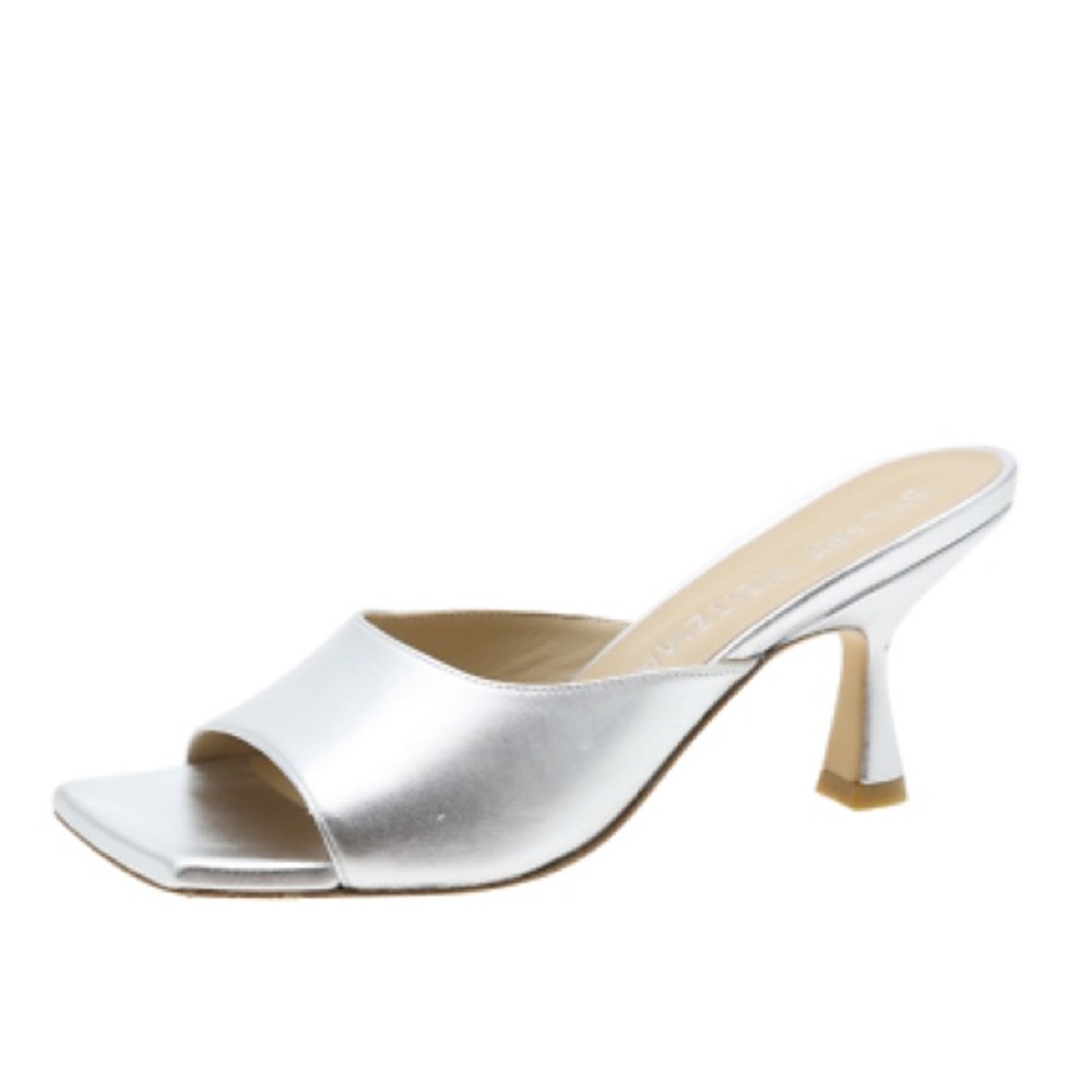 STUART WEITZMAN TIA 75 SANDALS IN SILVER 7